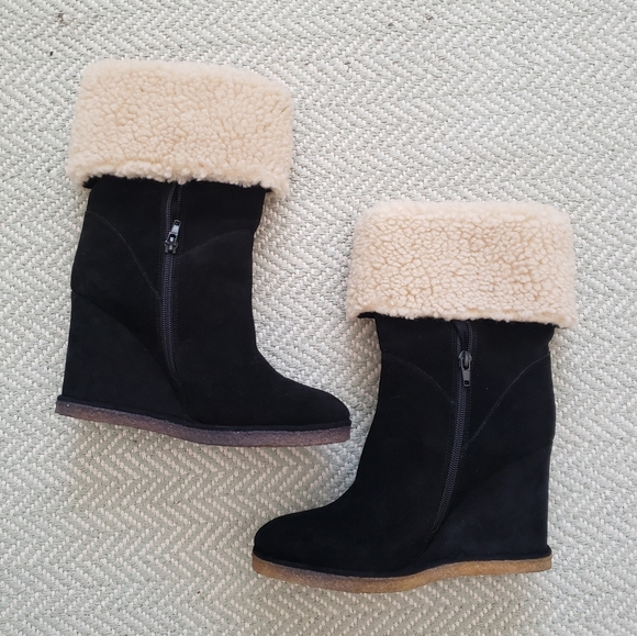 Jeffrey Campbell Wedge Faux Shearling Boots - Picture 11 of 13